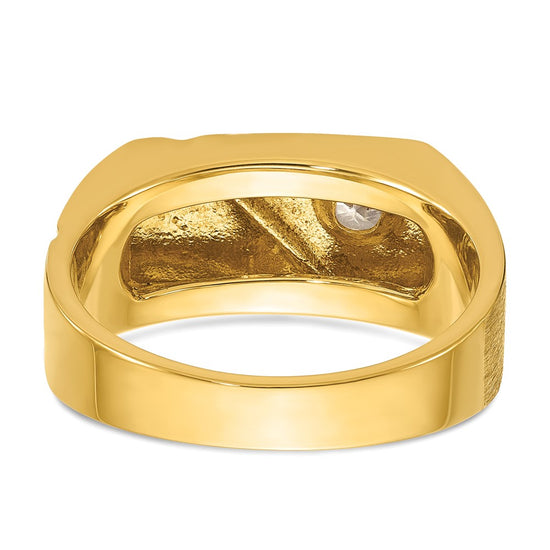 14k IBGoodman Men's Polished and Satin Diamond Signet Ring Mounting
