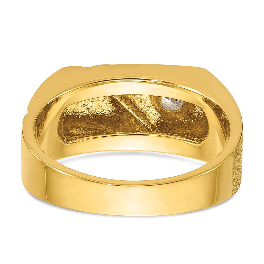 14k IBGoodman Men's Polished and Satin Diamond Signet Ring Mounting