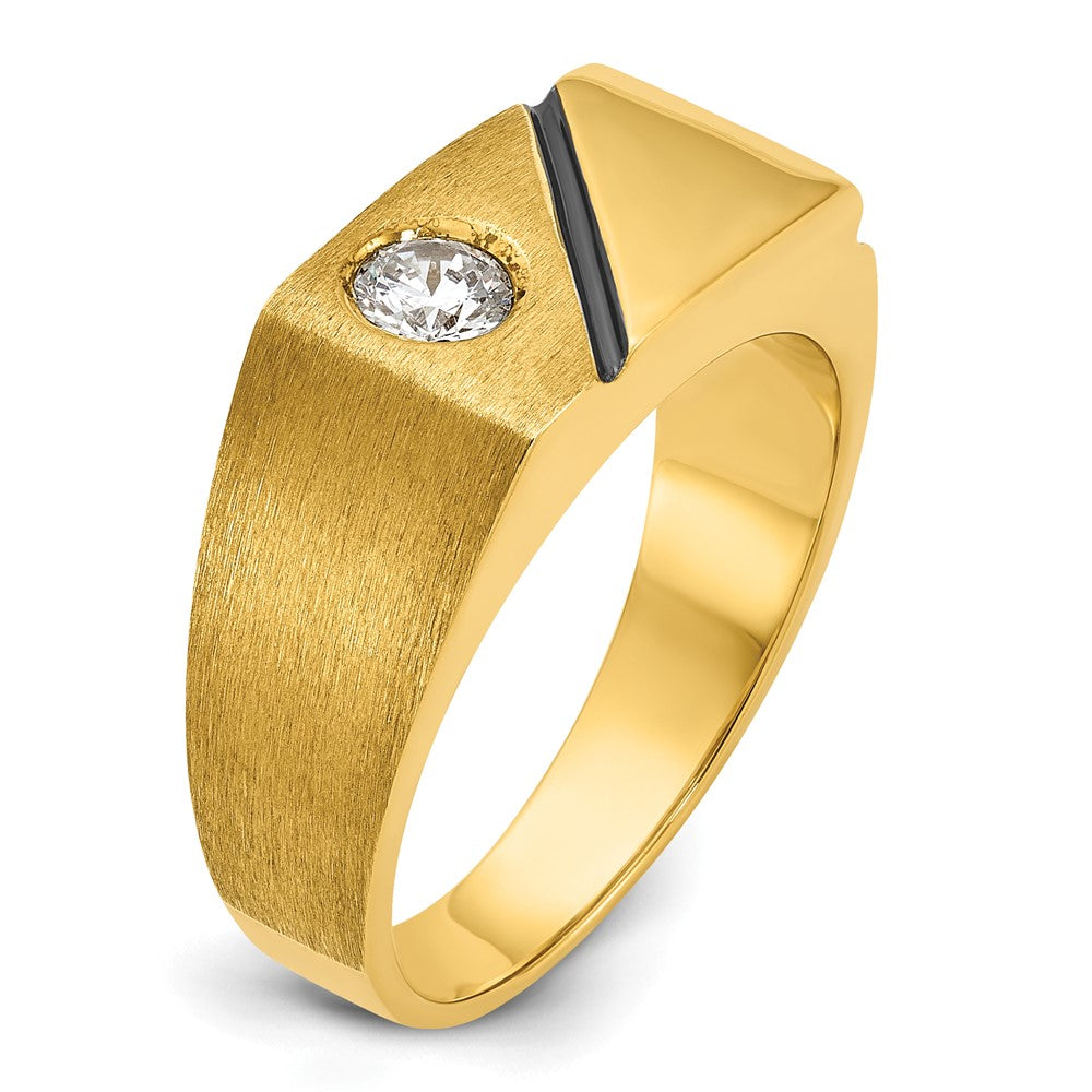 14k with Black Rhodium Mens Polished and Satin 1/4 carat Diamond Complete Ring