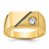 14k with Black Rhodium Mens Polished and Satin 1/4 carat Diamond Complete Ring
