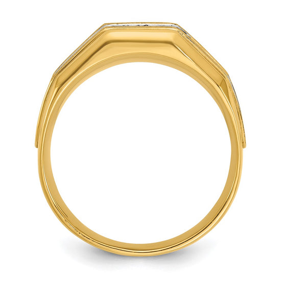 IBGoodman 14k with White Rhodium Men's Polished and Satin 5-Stone 1/2 Carat AA Quality Diamond Ring