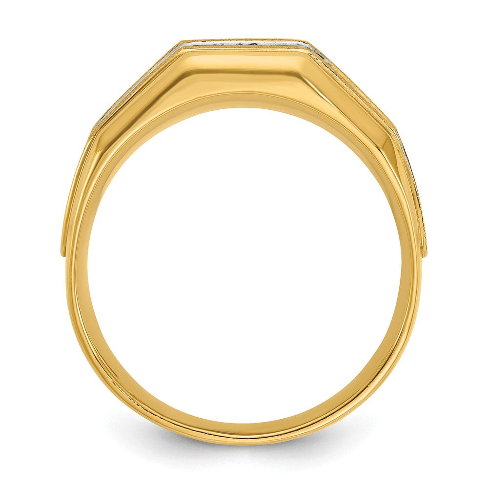 IBGoodman 14k with White Rhodium Men's Polished and Satin 5-Stone 1/2 Carat AA Quality Diamond Ring