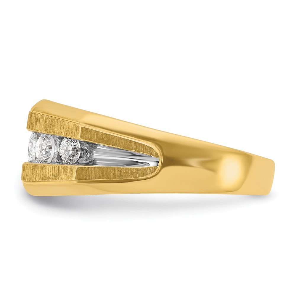 IBGoodman 14k with White Rhodium Men's Polished and Satin 5-Stone 1/2 Carat AA Quality Diamond Ring