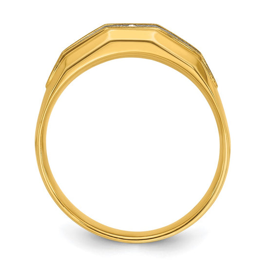 IBGoodman 14k with White Rhodium Men's Polished and Satin 5-Stone 1/4 Carat AA Quality Diamond Ring