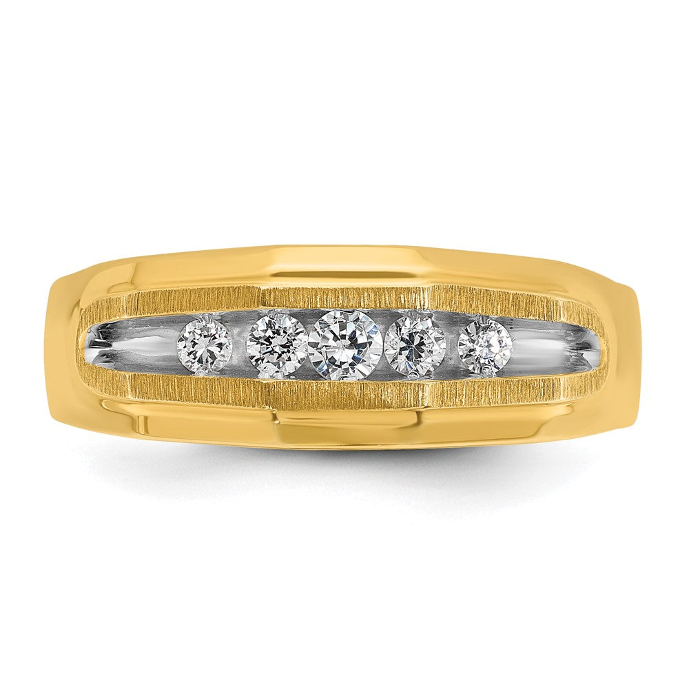 IBGoodman 14k with White Rhodium Men's Polished and Satin 5-Stone 1/4 Carat AA Quality Diamond Ring