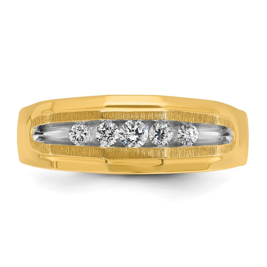 14k IBGoodman Men's Polished and Satin 5-Stone Ring Mounting