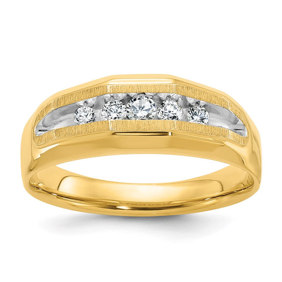 14k IBGoodman Men's Polished and Satin 5-Stone Ring Mounting