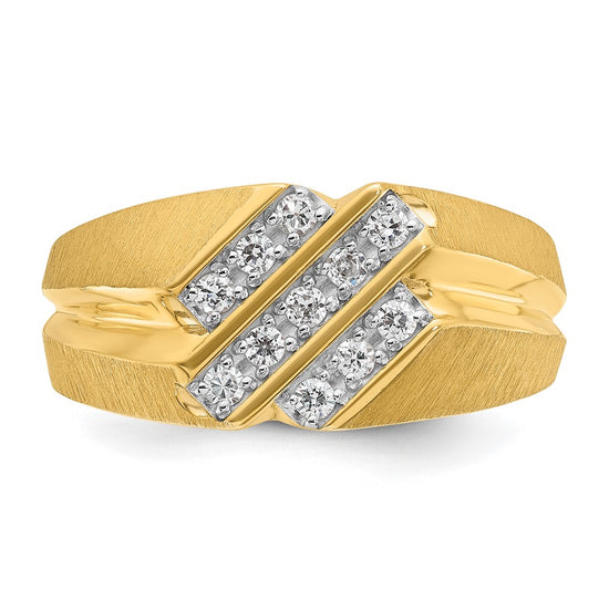 14k IBGoodman Men's Polished Satin and Grooved Ring Mounting