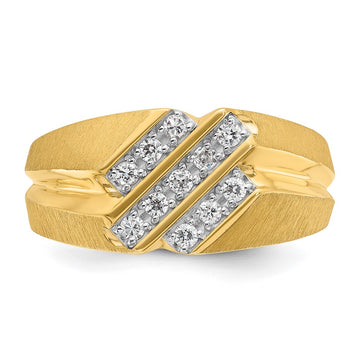 14k IBGoodman Men's Polished Satin and Grooved Ring Mounting