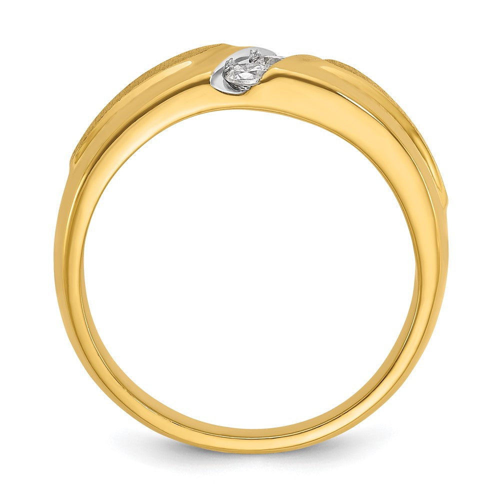 IBGoodman 14k Men's Polished and Satin 3-Stone Ring Mounting