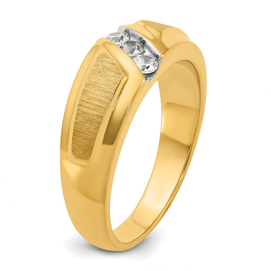 IBGoodman 14k Men's Polished and Satin 3-Stone Ring Mounting