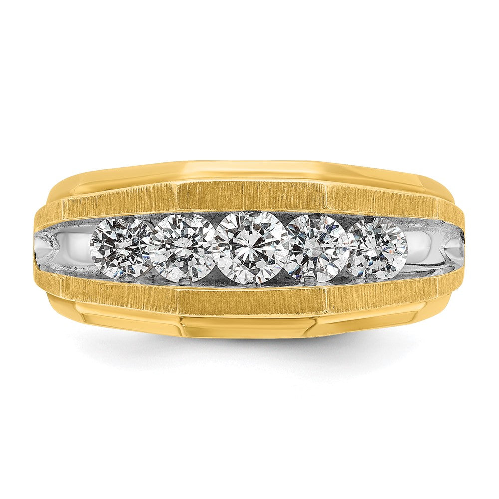 IBGoodman 14k with White Rhodium Men's Polished and Satin 5-Stone 1 Carat AA Quality Diamond Ring