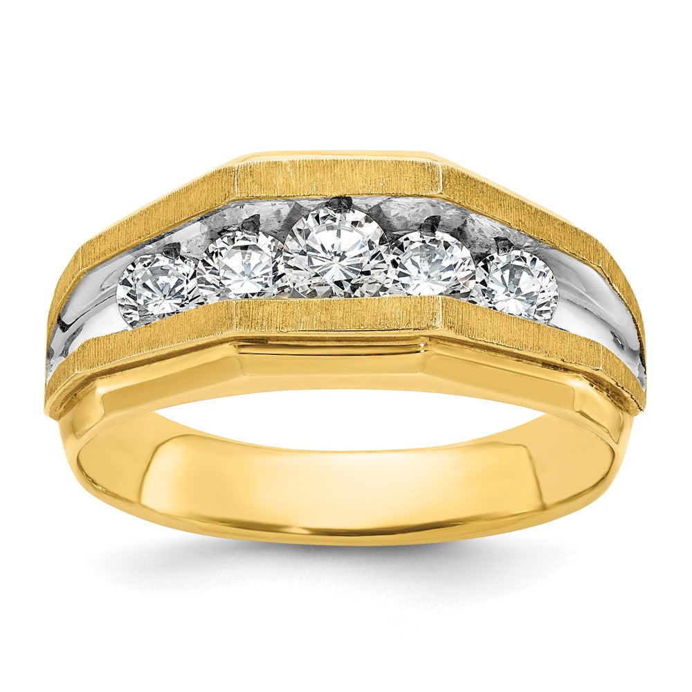 IBGoodman 14k with White Rhodium Men's Polished and Satin 5-Stone 1 Carat AA Quality Diamond Ring