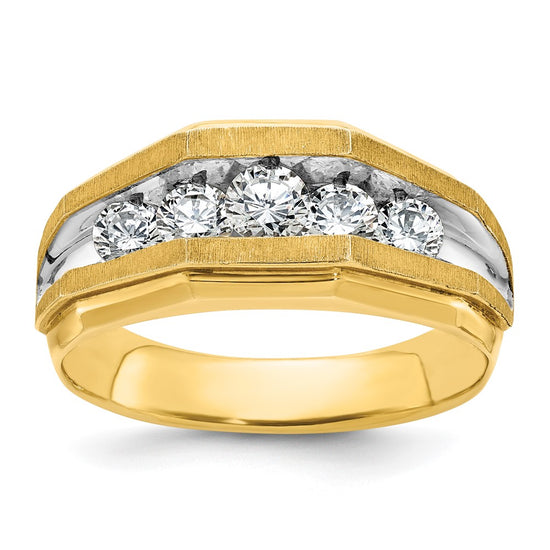 14k IBGoodman Men's Polished and Satin 5-Stone Ring Mounting