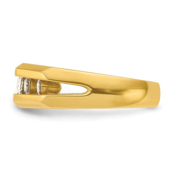 IBGoodman 14k Men's Polished Cut-Out 5-Stone 1/2 Carat AA Quality Diamond Ring