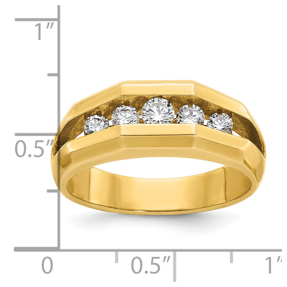 IBGoodman 14k Men's Polished Cut-Out 5-Stone 1/2 Carat AA Quality Diamond Ring