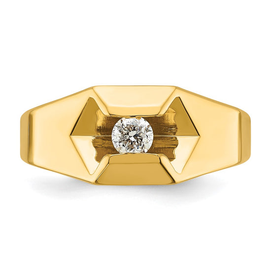 14k Men's Polished 1/4 Carat AA Diamond Ring
