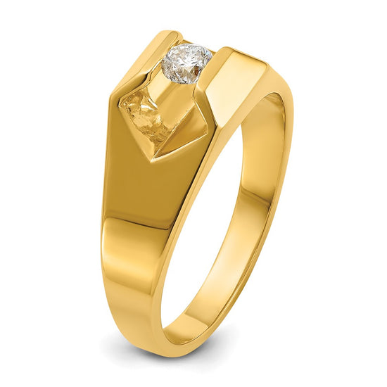 14k Men's Polished 1/4 Carat AA Diamond Ring