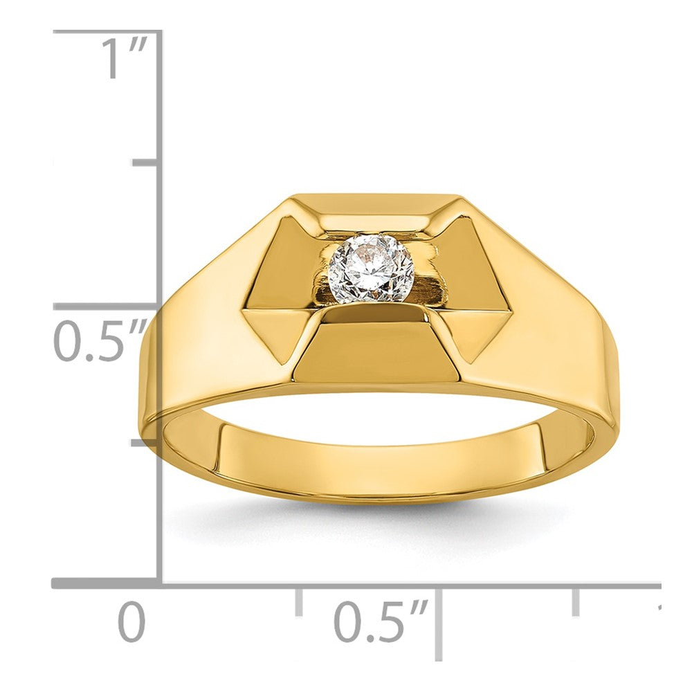 14k Men's Polished 1/4 Carat AA Diamond Ring