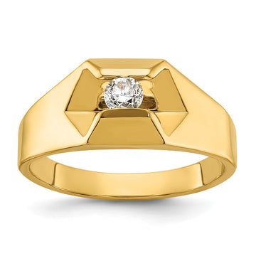14k Men's Polished 1/4 Carat AA Diamond Ring