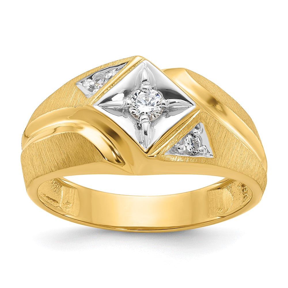 14k IBGoodman Men's Polished and Satin Diamond Ring Mounting