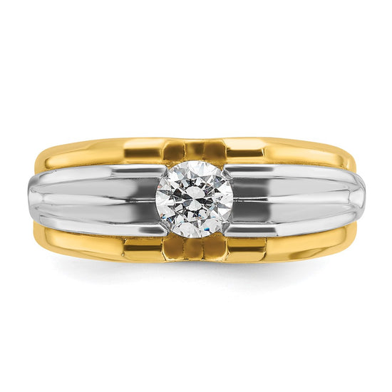 14k Two-tone Men's 1/2 carat Diamond Complete Ring