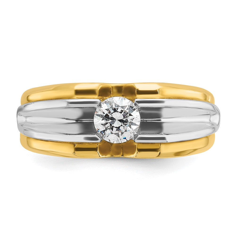 14k Two-tone Men's 1/2 carat Diamond Complete Ring