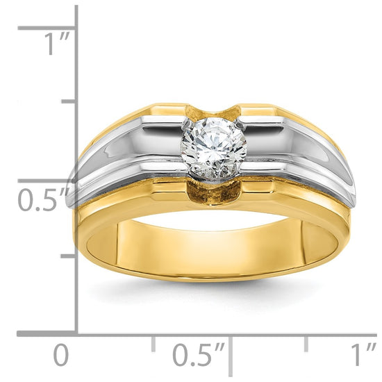 14k Two-tone Men's 1/2 carat Diamond Complete Ring