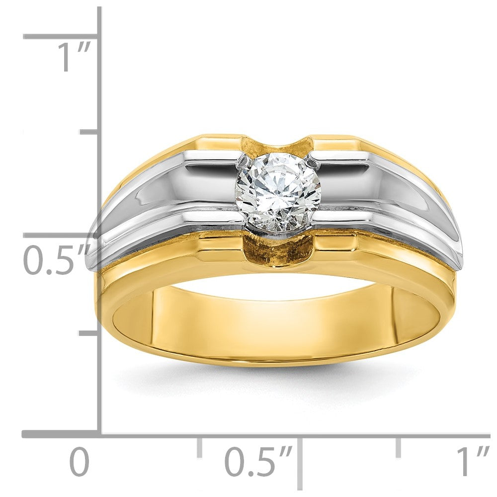 14k Two-tone Men's 1/2 carat Diamond Complete Ring