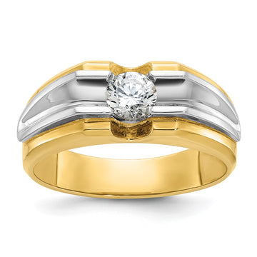 14k Two-tone Men's 1/2 carat Diamond Complete Ring