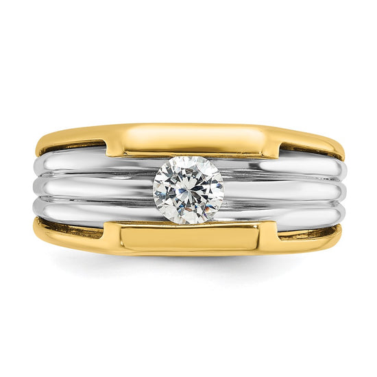 14k Two-tone Men's 1/2 carat Diamond Complete Ring