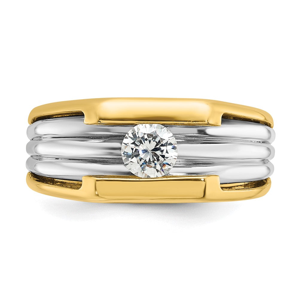 14k Two-tone Men's 1/2 carat Diamond Complete Ring