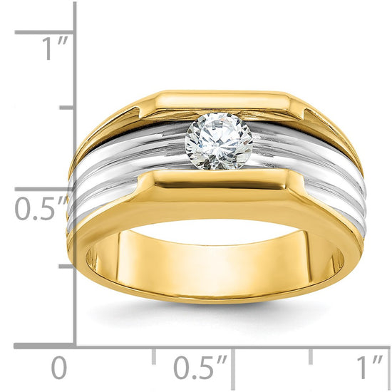 14k Two-tone Men's 1/2 carat Diamond Complete Ring