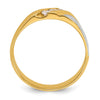 14k Two-tone Men's Polished Satin and Grooved 3-Stone 1/4 Carat AA Quality Diamond Ring