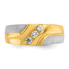 14k Two-tone Men's Polished Satin and Grooved 3-Stone 1/4 Carat AA Quality Diamond Ring