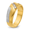 14k Two-tone Men's Polished Satin and Grooved 3-Stone 1/4 Carat AA Quality Diamond Ring