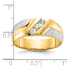 14k Two-tone Men's Polished Satin and Grooved 3-Stone 1/4 Carat AA Quality Diamond Ring