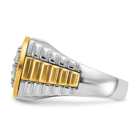 IBGoodman 14k Two-tone Men's Polished and Textured Round Cluster Ring Mounting