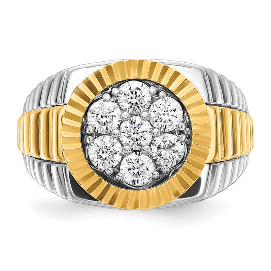 IBGoodman 14k Two-tone Men's Polished and Textured Round Cluster Ring Mounting
