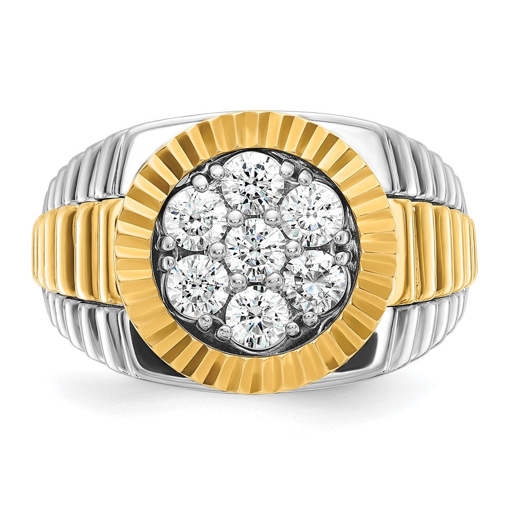IBGoodman 14k Two-tone Men's Polished and Textured Round Cluster Ring Mounting