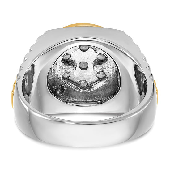 IBGoodman 14k Two-tone Men's Polished and Textured Round Cluster Ring Mounting