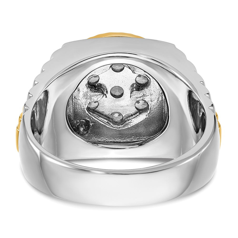 IBGoodman 14k Two-tone Men's Polished and Textured Round Cluster Ring Mounting