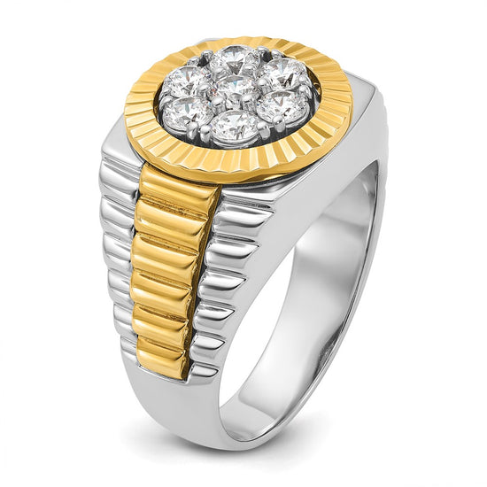 IBGoodman 14k Two-tone Men's Polished and Textured Round Cluster Ring Mounting
