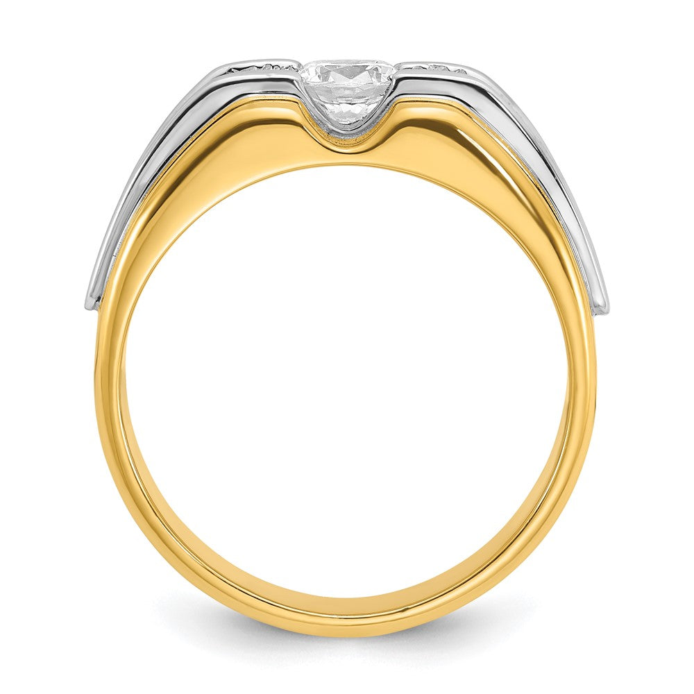 14k Two-tone Men's 3/4 carat Diamond Complete Ring