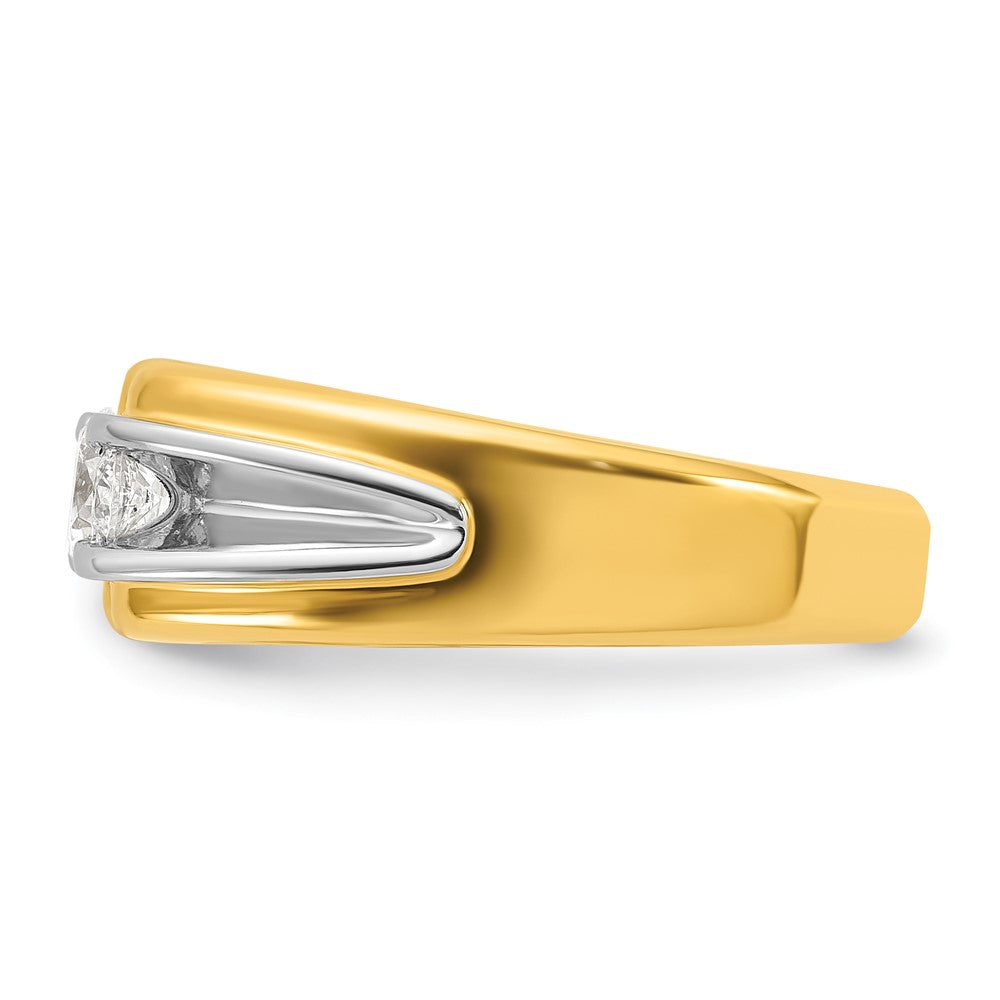 14k Two-tone Men's 3/4 carat Diamond Complete Ring