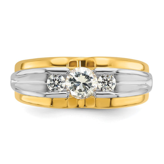 14k Two-tone Men's 3/4 carat Diamond Complete Ring