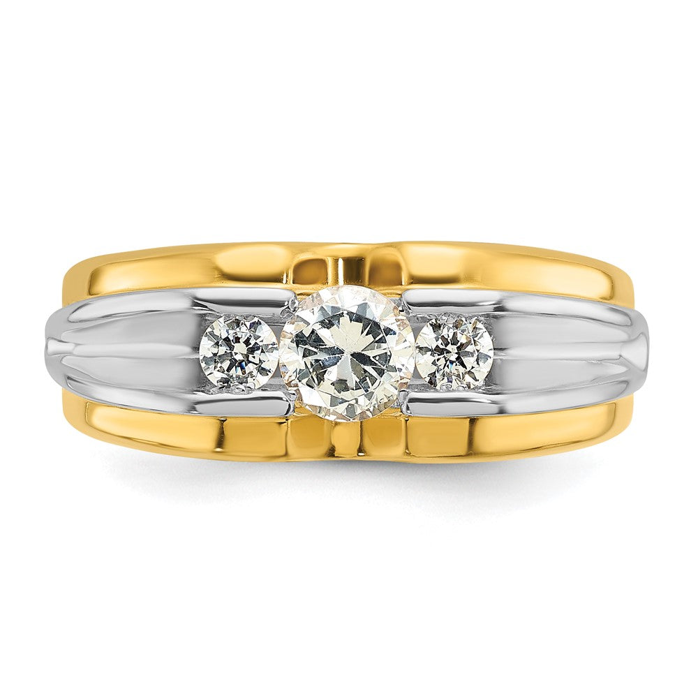14k Two-tone Men's 3/4 carat Diamond Complete Ring