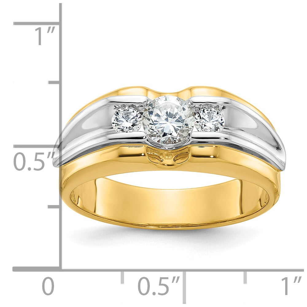 14k Two-tone Men's 3/4 carat Diamond Complete Ring