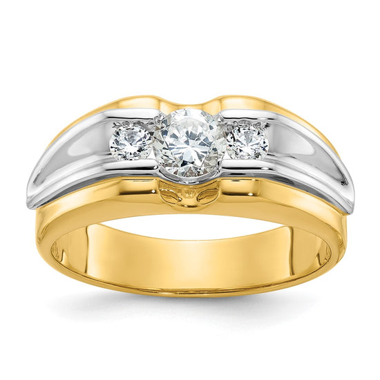 14k Two-tone Men's 3/4 carat Diamond Complete Ring