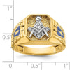 IBGoodman 14k Two-tone Men's Polished and Textured with Blue Enamel and Diamond Blue Lodge Master Masonic Ring